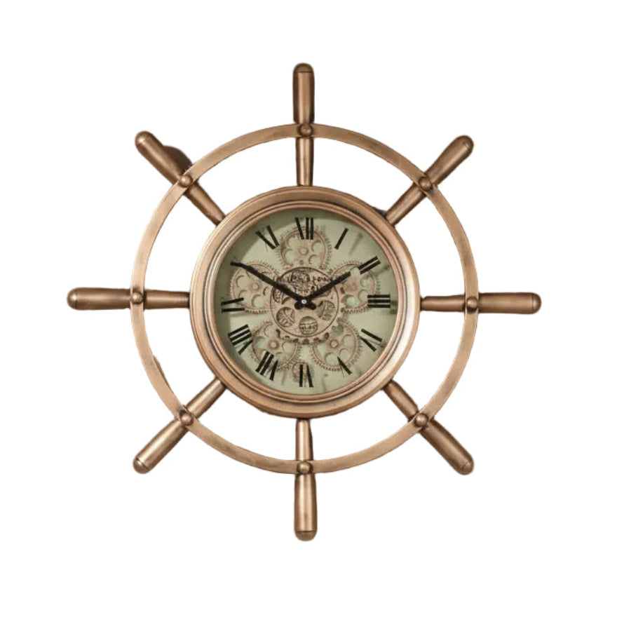 Rose Gold Nautical Gear Wall Clock 65cm