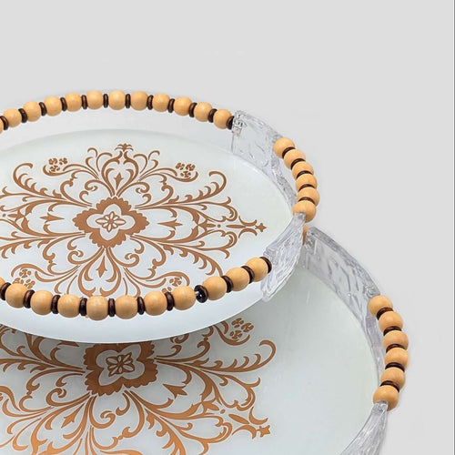 Round Glass & Composite Serving Tray Set