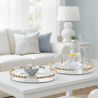 Round Glass & Composite Serving Tray Set