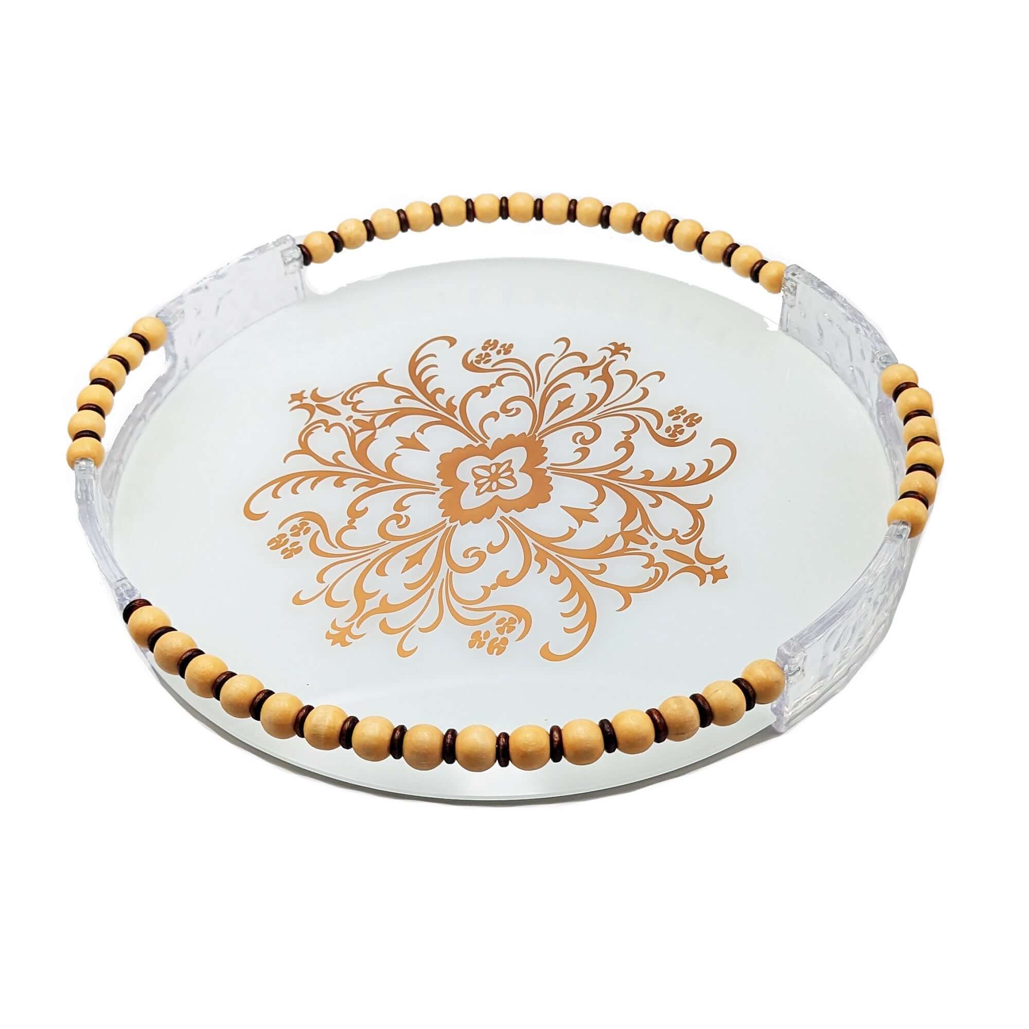 Round Glass & Composite Serving Tray Set