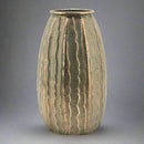Round Steep Textured Gold Metal Urn Vase