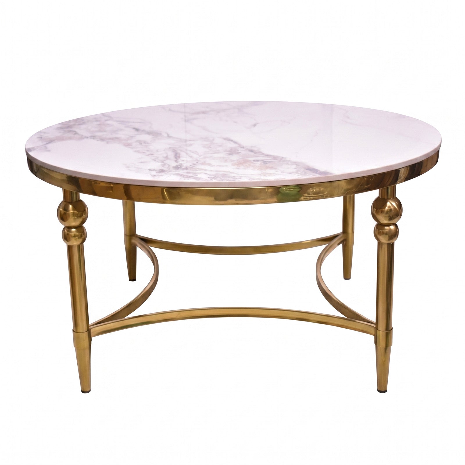 The Verona Round White Faux Marble Coffee Table
