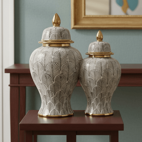 Royal Olive White Gold Ginger Jar Set