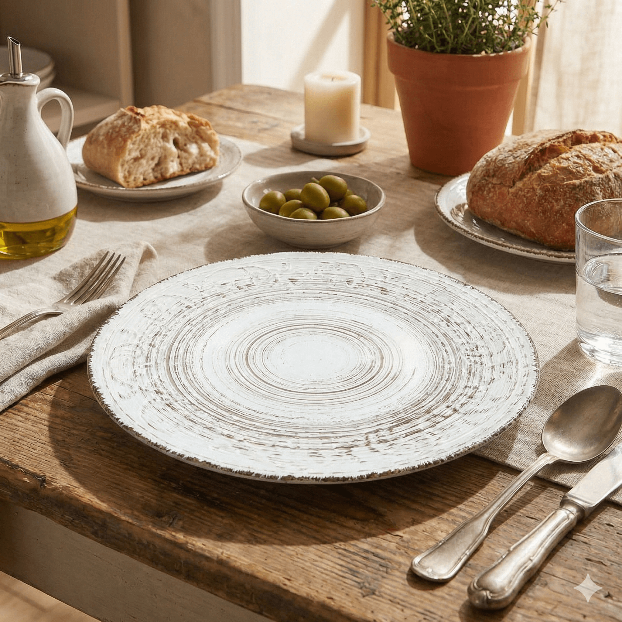 Rustic Fare Ceramic Dinner Plate - Cream