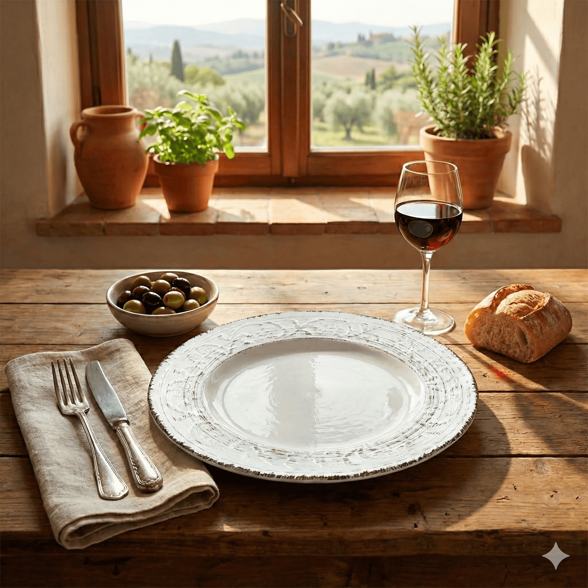 Rustic Fare Ceramic Dinner Plate - Cream