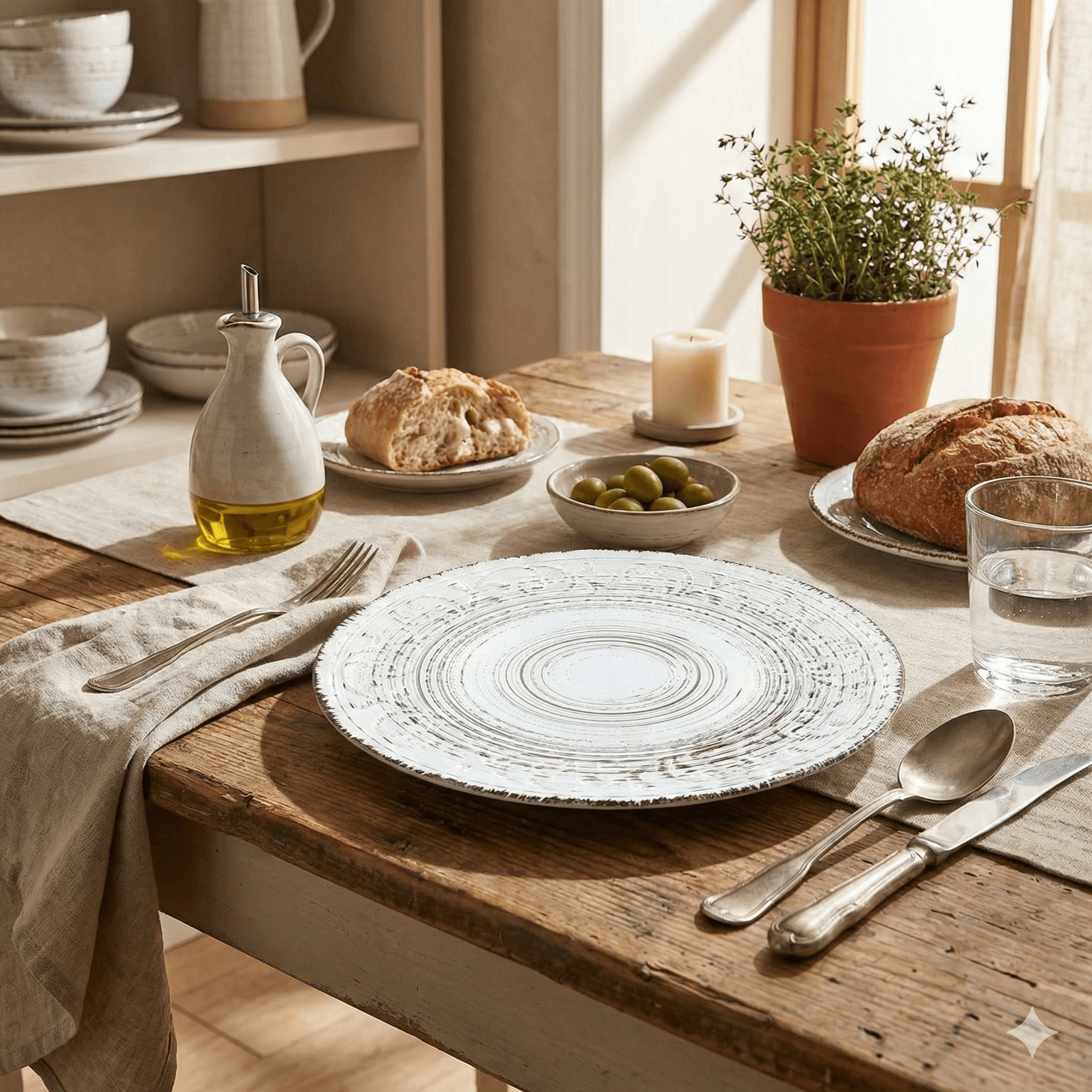 Rustic Fare Ceramic Dinner Plate - Cream
