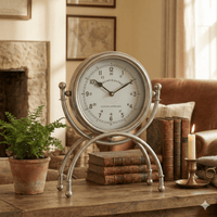 Rustic Silver Metal Table Clock Stand 40cm