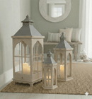Rustic Wood Lantern Set Metal Accent