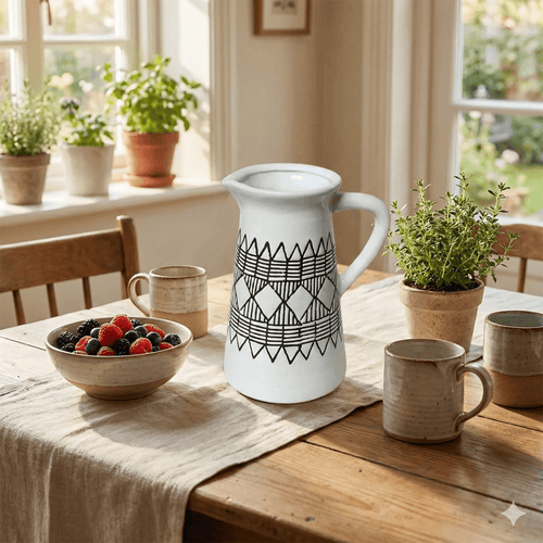 Sahara Tribal Geometric Ceramic Jug