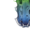 Sculptural Green & Blue Art Glass Vase