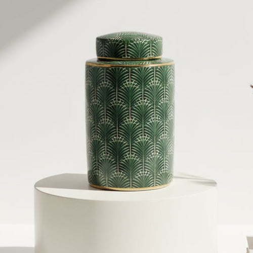 Selangor Green Gold Ceramic Palm Ginger Jar