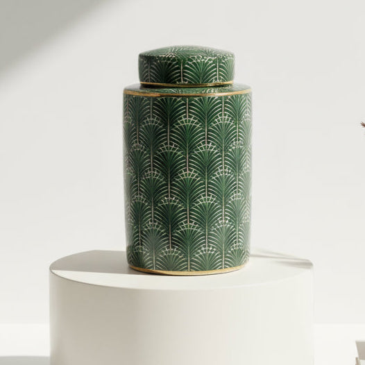 Selangor Green Gold Ceramic Palm Ginger Jar