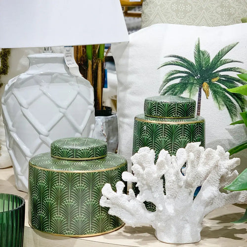 Selangor Green Gold Ceramic Palm Ginger Jar