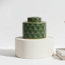 Selangor Palm Leaf Green Gold Ceramic Jar