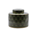 Selangor Palm Leaf Green Gold Ceramic Jar