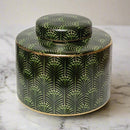 Selangor Palm Leaf Green Gold Ceramic Jar