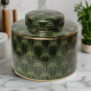 Selangor Palm Leaf Green Gold Ceramic Jar