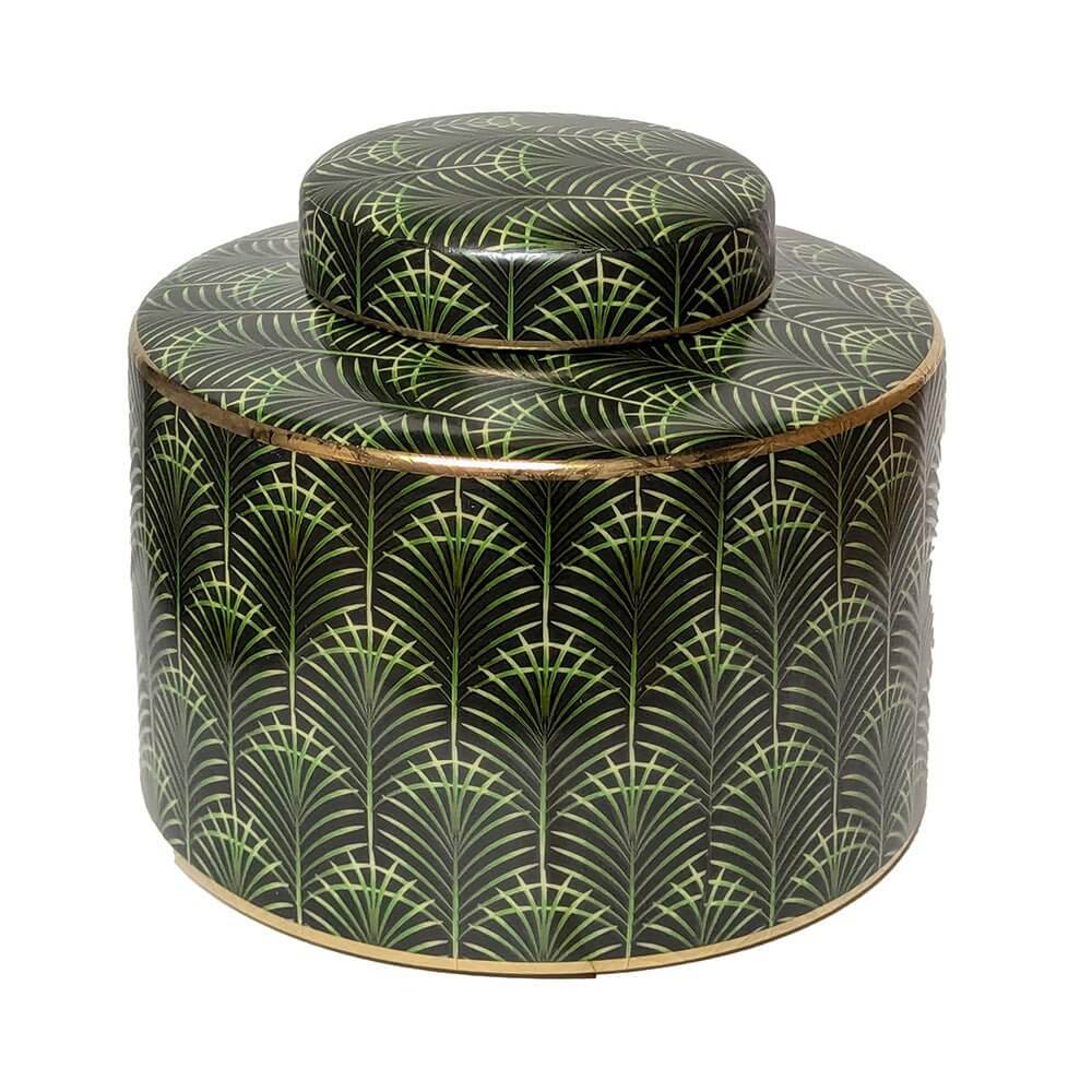 Selangor Palm Leaf Green Gold Ceramic Jar
