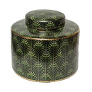 Selangor Palm Leaf Green Gold Ceramic Jar