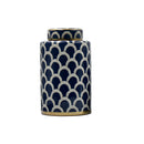 Azurean Scallop: Luxury Navy & Gold Ceramic Jar Set (2pc)