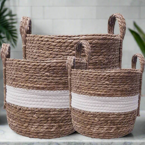 Set of 3 Andrew Water Hyacinth Baskets