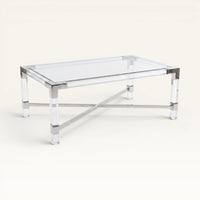 Minimalist Clear Acrylic Coffee Table - Chrome