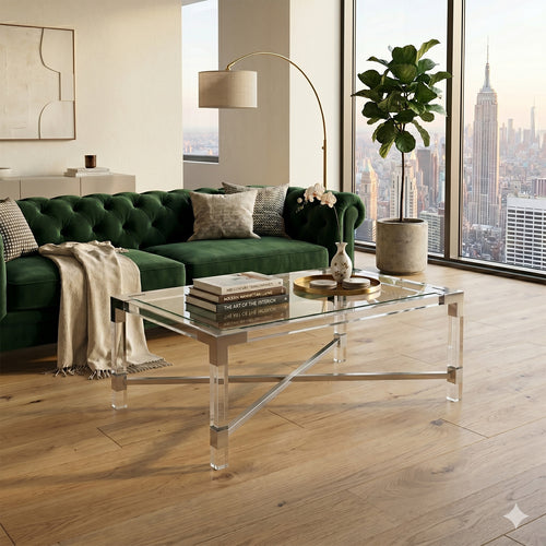 The Claridge Clear Acrylic Modern Minimalist Lucite Coffee Table