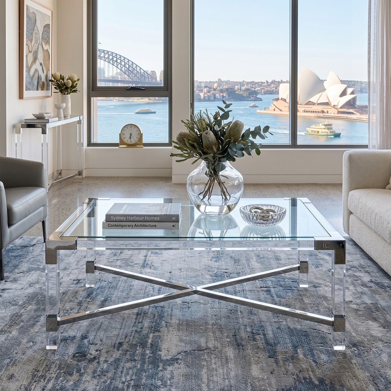 The Claridge Clear Acrylic Modern Minimalist Lucite Coffee Table