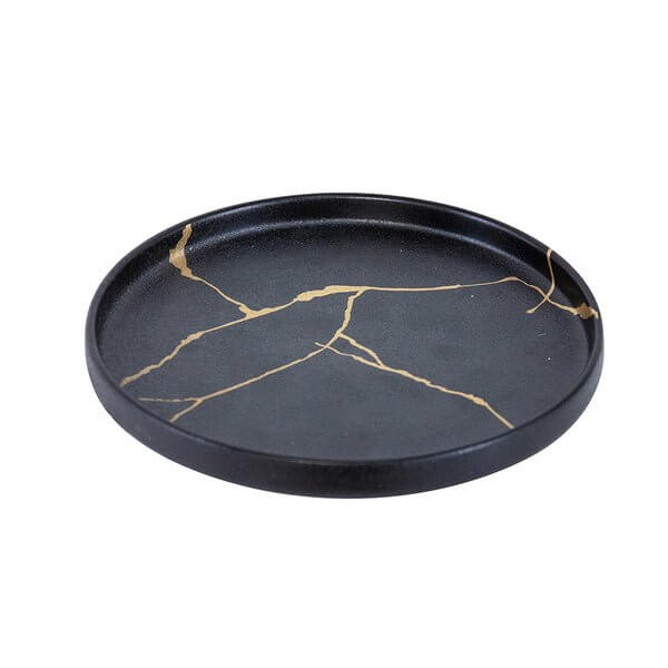 Small Ceramic Plate Wabi-Sabi Small Ceramic Plate Black/Gold