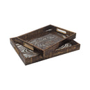 Spiral Pattern Timber Serving Tray Set