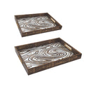 Spiral Pattern Timber Serving Tray Set
