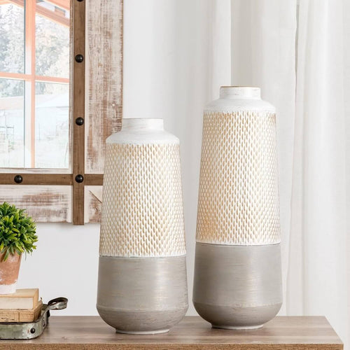 Statement Distressed Gold Metal Vase