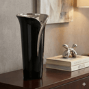 Tall 55cm Dark Brown Silver Ceramic Vase