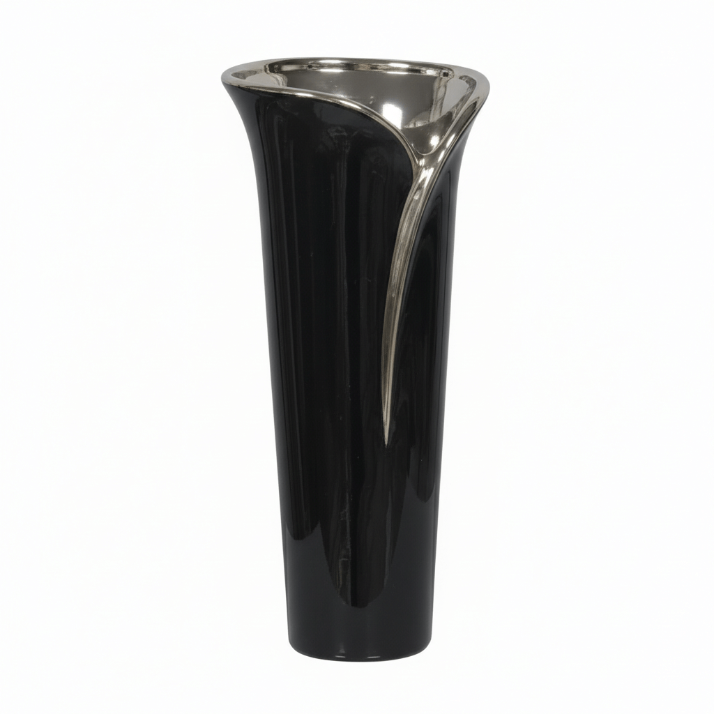 Tall 55cm Dark Brown Silver Ceramic Vase