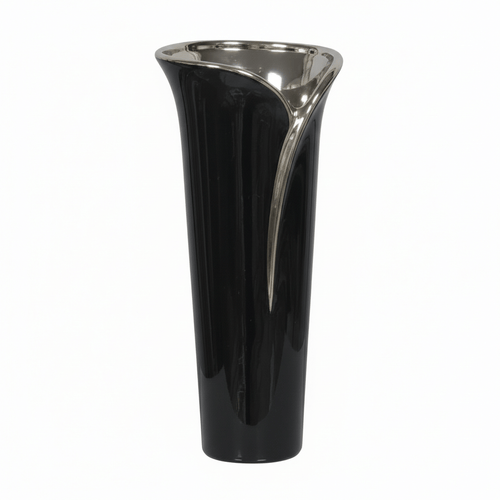 Tall 55cm Dark Brown Silver Ceramic Vase