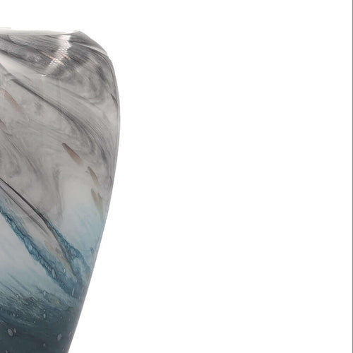 Tall Marble Glass Vase Green Blue Gold 38cm