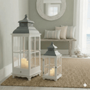 Tall Rustic Wood & Metal Lantern Set