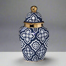 Tangier Blue White Gold Ceramic Ginger Jar