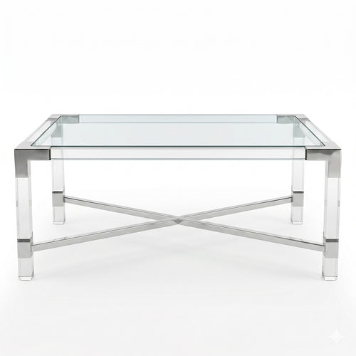 The Claridge Clear Acrylic Modern Minimalist Lucite Coffee Table