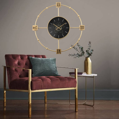 Tiffany Gold Industrial Gear Clock 98cm