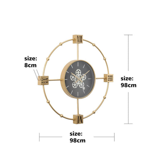 Tiffany Gold Industrial Gear Clock 98cm