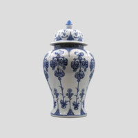 Timeless Blue White Ginger Jar Greek Key Small