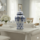 Timeless Blue White Ginger Jar Greek Key Small