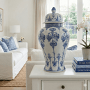 Timeless Blue White Ginger Jar Greek Key Small