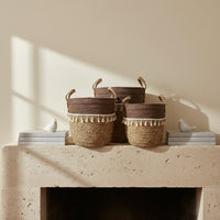 Trish Boho Two-Tone Tassel Basket Set