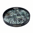 Tropical Leaf Glass Round Serving Tray