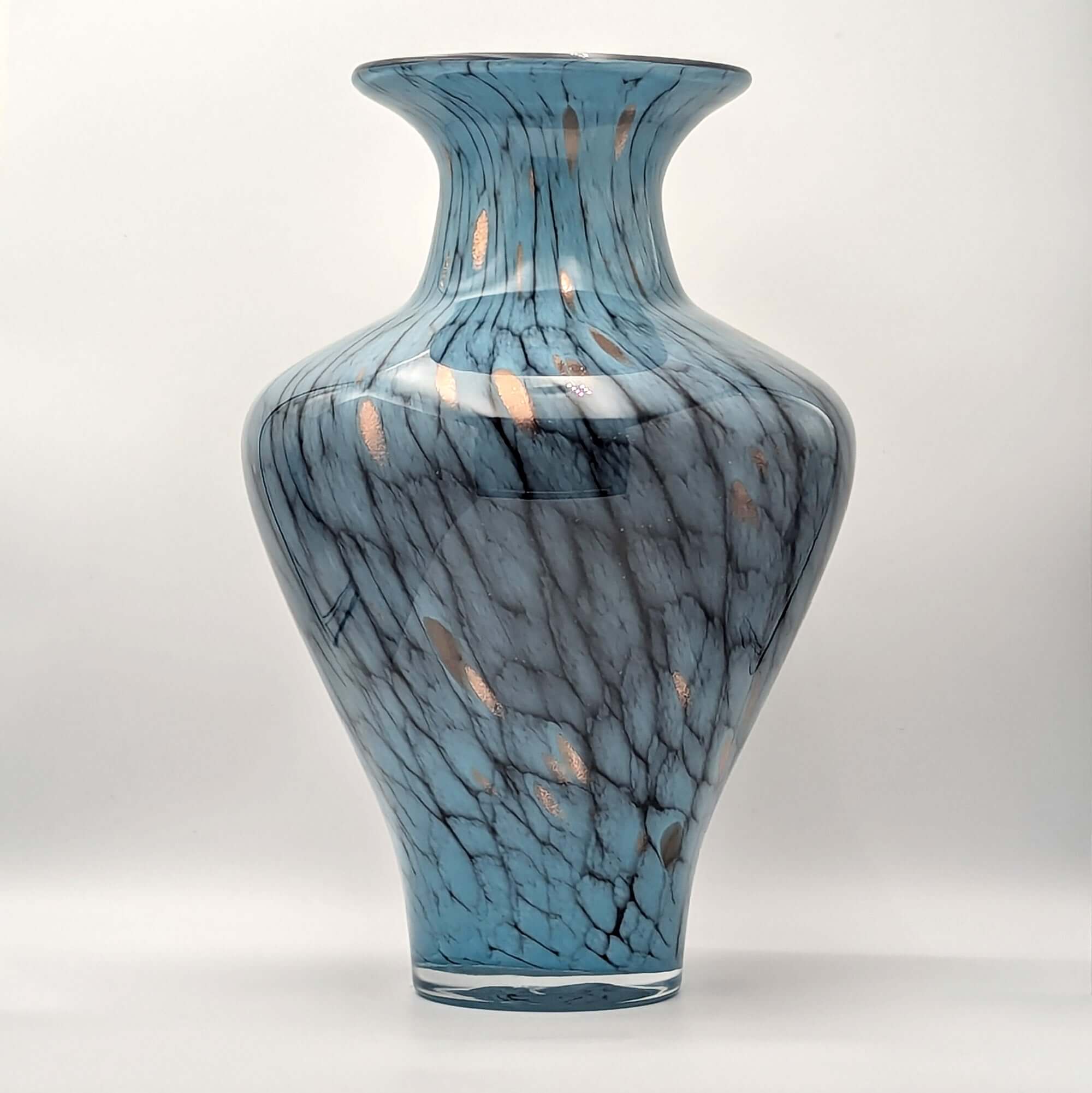 Turquoise Green Gold Art Glass Vase