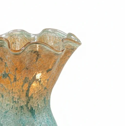 Murano Style Green and Gold Aventurine Tall Vase