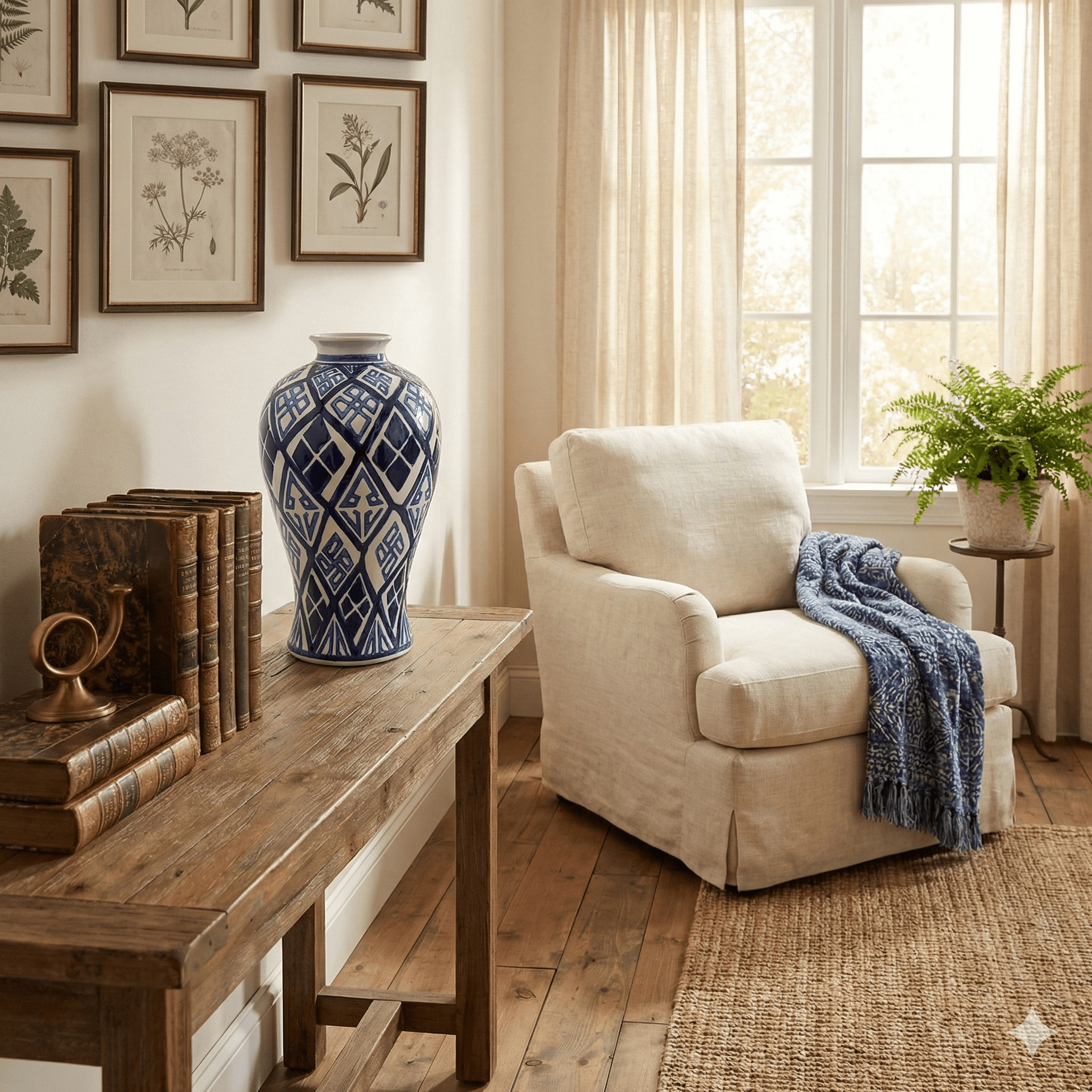 Valora Navy Blue Geometric Ceramic Vase