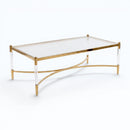 Glass Top Acrylic Coffee Table - Gold 140cm